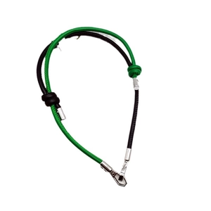 Adjustable green and black braided rope phone lanyard with dual-tone leather strap style