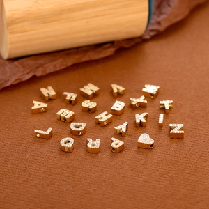 Gold plated A-Z initial letter charms with micro-pave crystals for DIY jewelry making