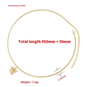 Elegant gold-plated necklace with a pearl bow pendant and adjustable chain
