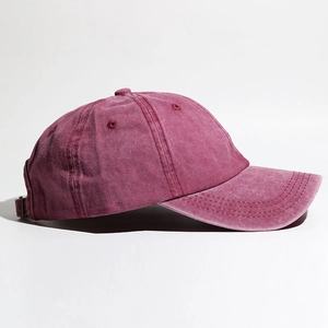 Classic washed burgundy ponytail baseball cap with adjustable buckle for outdoor sports