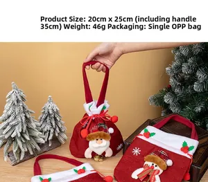 Detail of Christmas candy bags featuring 3D Santa and Snowman with bells and embroidery