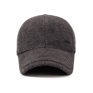 Winter thermal baseball cap for men with fleece lining and ear flaps in charcoal grey