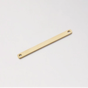 Polished gold stainless steel rectangular connector pendant with dual holes for jewelry DIY