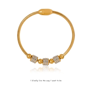 Snake Chain Bangle Titanium Steel 18K Gold Plated Zircon Ring Full Rhinestone Elegant Jewelry For Women Fashion
