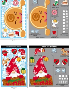 Detailed size specifications for Santa Claus and Gingerbread Man Christmas wall decals