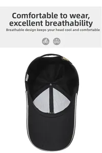 Détail de l'intérieur de la casquette noire avec maille respirante et boucle dorée