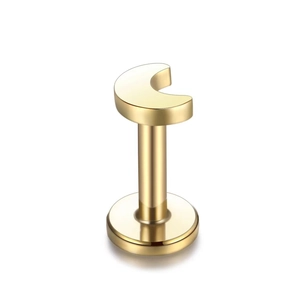 Goldenes Labret-Piercing in Mondform aus Edelstahl für Lippe oder Ohrknorpel geeignet