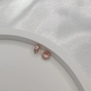 Dual row zircon S925 silver spacer beads in rose gold finish for DIY jewelry