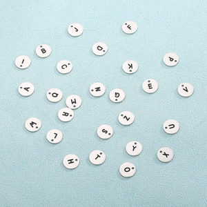 Round Alphabet Letter Charms Stainless Steel Engraved Initial Pendants For DIY Jewelry Making Bracelet Necklace Crafting