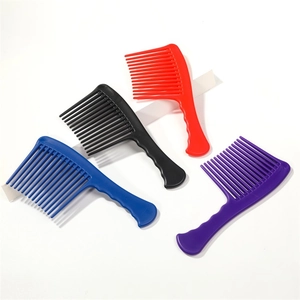 Wide Tooth Comb Detangling Plastic Hair Styling Tool For Curly Wet Hair Ergonomic Handle Axe Shape
