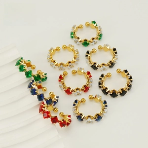 Anillo Cuadrado De Zirconia De Moda De Acero Inoxidable Diseño Estilo Ig Anillo Ajustable De Acero De Titanio Con Incrustaciones De Diamante De 18k Para Mujeres