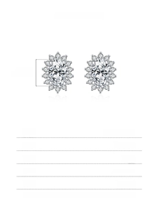 Détail macro de boucles d'oreilles halo en moissanite ovale 0,50 ct en argent 925