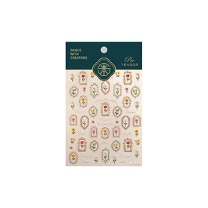 Vintage floral nail stickers M-979 with retro frame designs and gold foil rose patterns