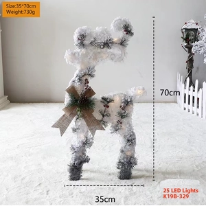Close-up of 70cm lighted Christmas reindeer with white flocking and 25 LED lights