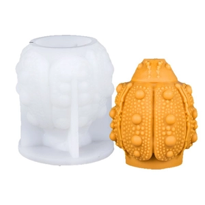 DIY beetle shaped silicone mold for candles and plaster crafts with textured beetle sample