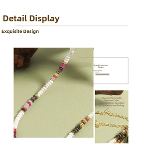 Close-up of handmade tiger eye stone necklace with 5cm extension chain in titanium steel