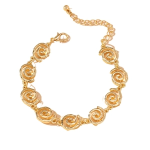 Elegant gold spiral link bracelet with lobster clasp and adjustable chain for women
