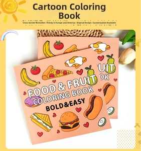 Detailed cover of Food & Fruit coloring book with bold pizza and burger illustrations