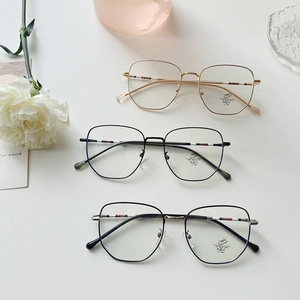 Anti Blue Light Glasses Metal Frame Polygon Retro Large Eyeglasses UV400 Protection Optical Frame Unisex