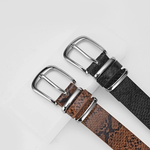 Ceintures chic en cuir serpent pour femmes avec boucle argentée en noir et marron