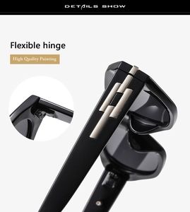 Detail view of high quality flexible hinge and silver metal trim on black sunglasses