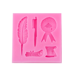 Silikonform zum Abschluss mit Doktorhut, Diplom und Medaille für Fondant und Schoko