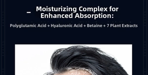 Macro shot of thick white foam on hair showing moisturizing botanical ingredients