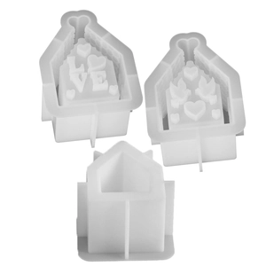 Silicone house molds with Love and heart motifs for DIY resin and plaster crafts