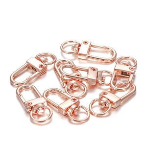 Rose gold zinc alloy swivel lobster clasps for DIY keychains and bag accessories