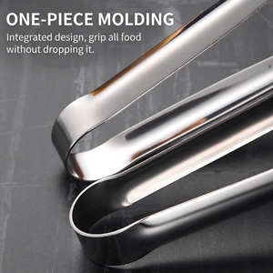 U-shaped 304 stainless steel food tongs with brushed finish for BBQ and salad