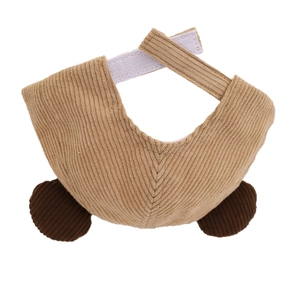 Casquette bébé en velours côtelé marron avec oreilles d'ours et sangle réglable