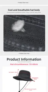 Détails du chapeau de soleil gris anthracite avec tissu respirant et bord de 8cm