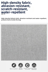 Detail of high-density waterproof oxford fabric texture on the grey business backpack