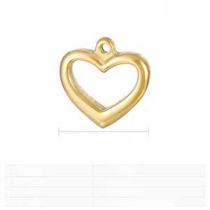Detailed size view of heart-shaped stainless steel pendant measuring 21x21mm