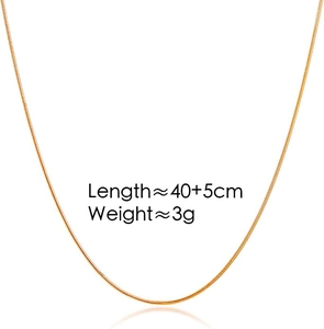Close-up of 40+5cm golden stainless steel snake chain necklace with sleek metal finish