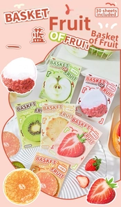 Macro shot of 6 creative fruit-shaped sticky notes featuring 30 sheets per pack