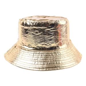 Chapeau bob doré métallisé aux reflets holographiques avec texture froissée unique