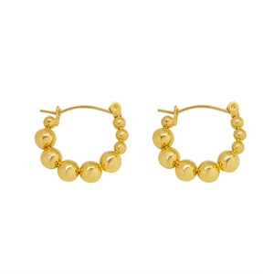 French style double beaded hoop earrings in 18k gold plated titanium steel for women