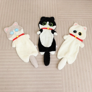 Taie Oreiller Chat En Peluche Longue Coque Jouet Animal Dessin Animé Peau Poupée Non Remplie Avec Collier Cloche