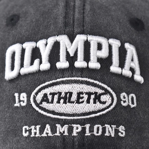 Casquette de baseball gris foncé délavée classique avec broderie vintage Olympia