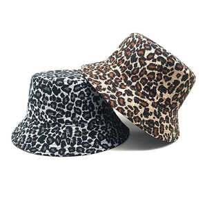 Leopard Print Bucket Hat Reversible Polyester Sun Protection Vintage Fashion Fisherman Cap Women Men