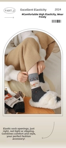 Close-up of Fair Isle puppy wool socks showing elastic cuffs and cozy knit texture