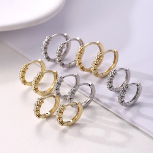 Plum Blossom Flower Hoop Earrings With 925 Sterling Silver Earring Post Copper Electroplated Floral Earrings Jewelry Gift