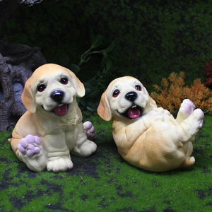 Figura De Perro Cachorro Realista Resina Simulación Labrador Golden Retriever Estatua Para Decoración Hogar Jardín Ornamento