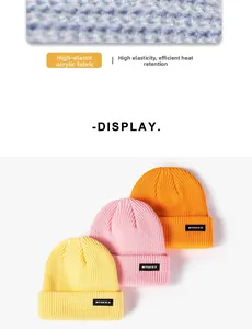Detailed texture of high-elastic acrylic knit fabric on warm winter beanie hats
