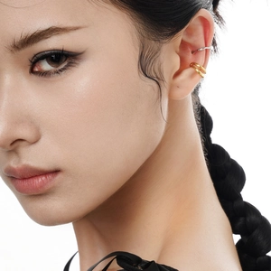 Minimalist S925 sterling silver ear cuffs with irregular texture in gold and silver finish