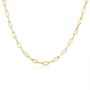 Minimalist golden stainless steel cross link chain necklace with elegant reflection