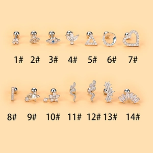 Edelstahl Ohrstecker Kupfer Zirkonia Ohrmuschel Piercing Helix Tragus Schmuck Schlange Biene Blumen Formen