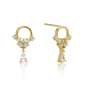 French S925 Sterling Silver Post Water Drop Tassel Earrings Copper Zirconia Round Dangle Earrings for Women Korean Jewelry