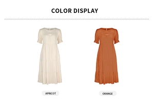 Aperçu détaillé des robes longues à volants en coloris abricot et orange